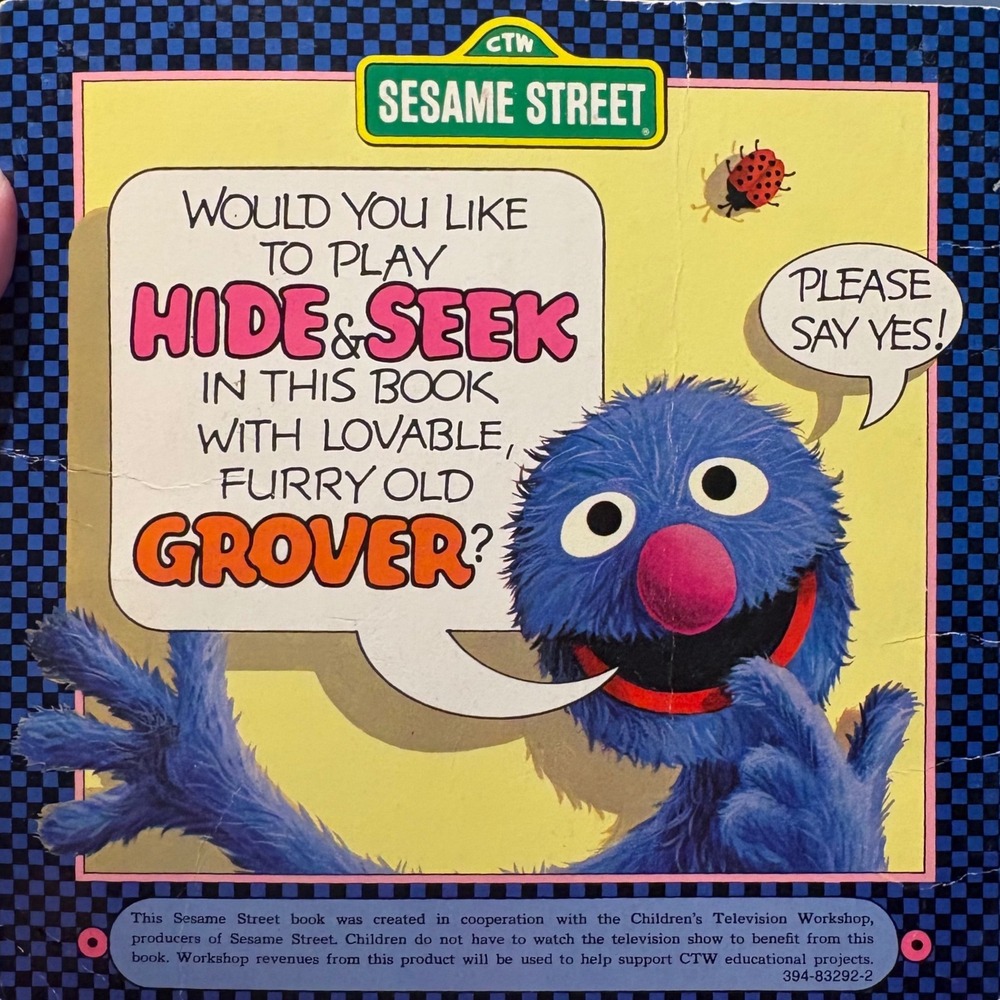 1976 Sesame Street Would You Like to Play Hide and Seek Grover Book Vintage